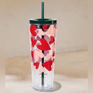 Starbucks 2026 Valentines Day Red and pink Heart 24OZ Cold Cup NWT